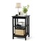 Modern End Table with Double Shelf Storage and Round Corner Design